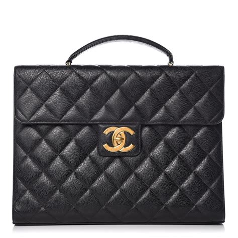 chanel caviar quilted briefcase laptop bag black|Chanel Black Quilted Caviar Leather Backpack Bag .